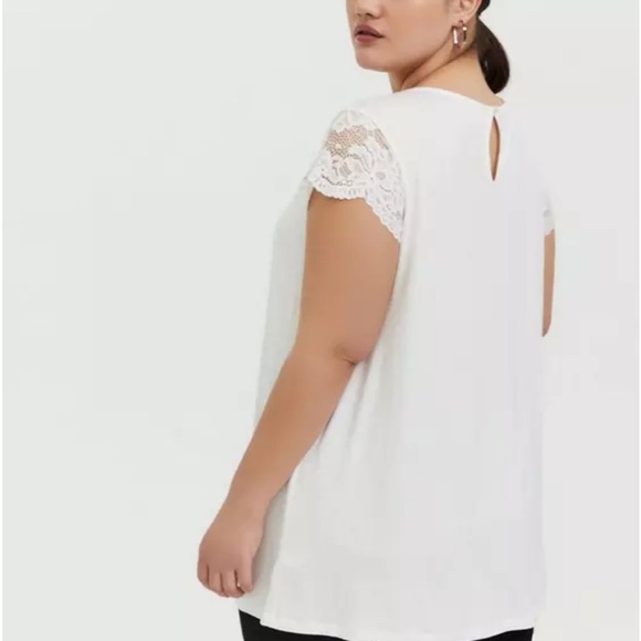 Torrid Super Soft Crew Neck Lace Insert Top Size 1 - Picture 3 of 3